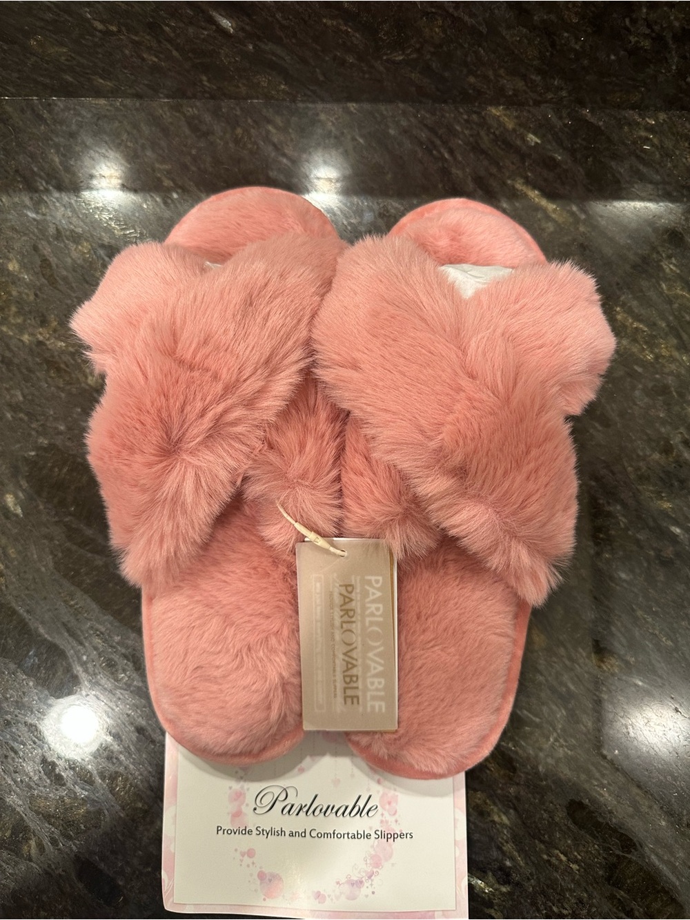 Women's Plush Cross-Band Slippers - Dusty Pink